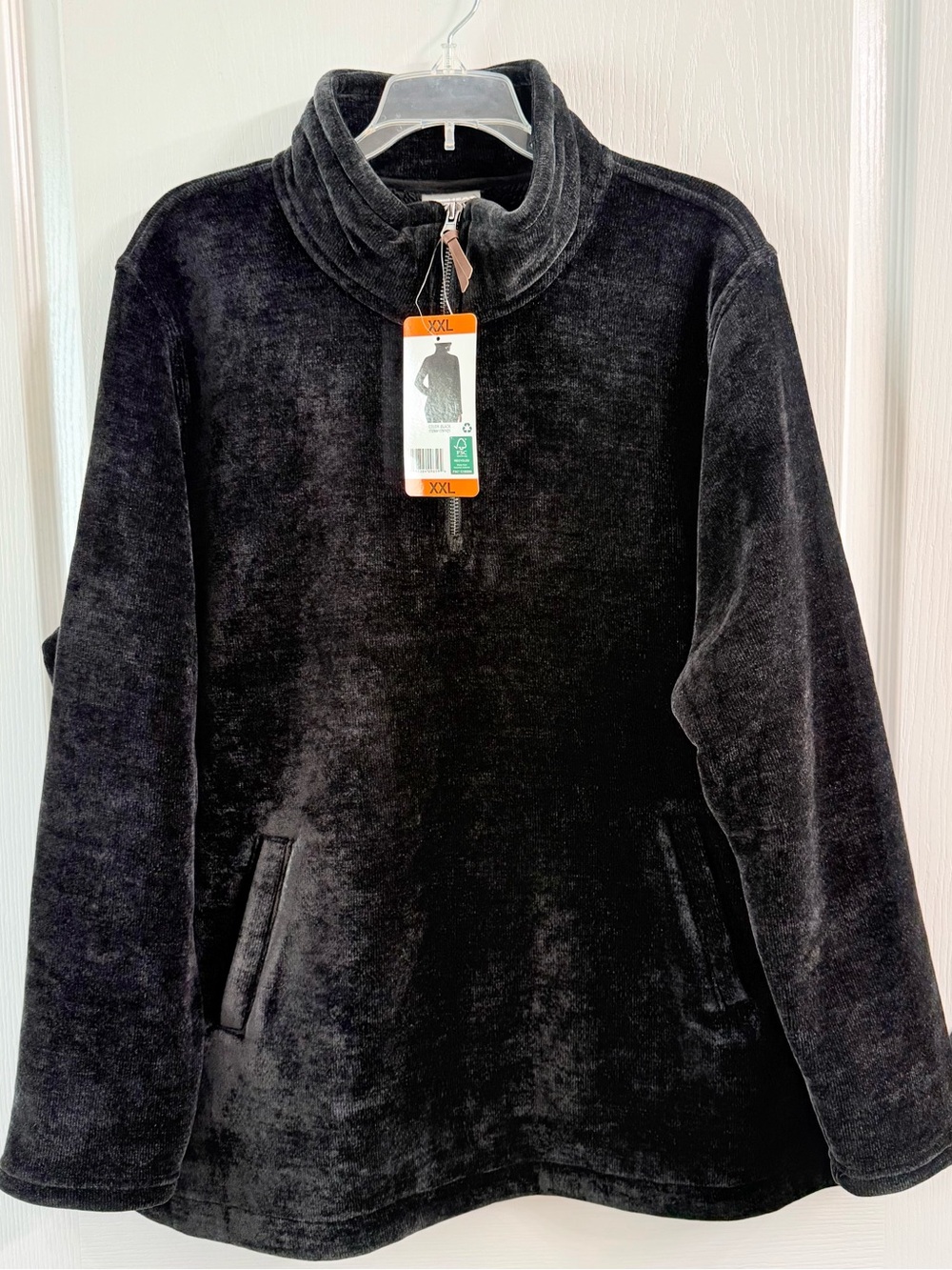 32 Degrees Black Plush Half-Zip Teddy Sweater